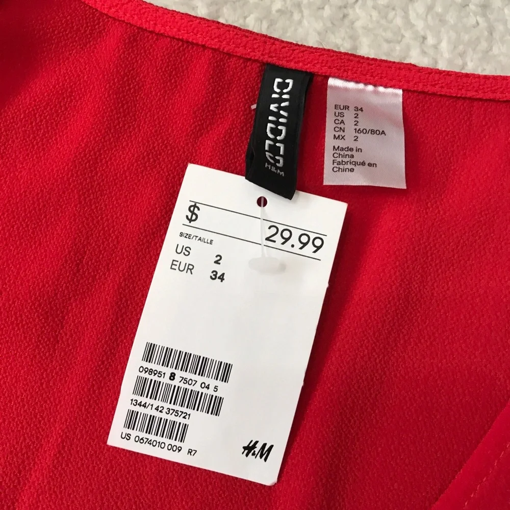 H&M Wrap Dress Short Sleeve Red Size 2